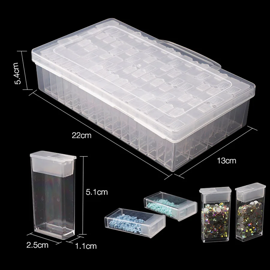 64/56/28 Transparent Storage Box Practical Plastic Case Diamond Painting Accessories Bead Jewelry Storage Box Organizer Tools