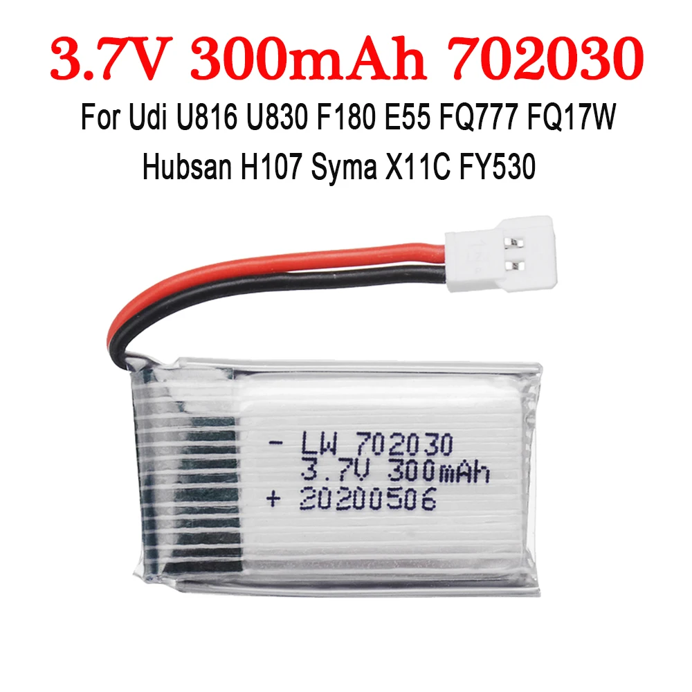 3.7V Drone Battery For Udi U816 U830 F180 E55 FQ777 FQ17W Hubsan H107 Syma X11C FY530 RC Drone Helicopter toys Parts 3.7v 300mah