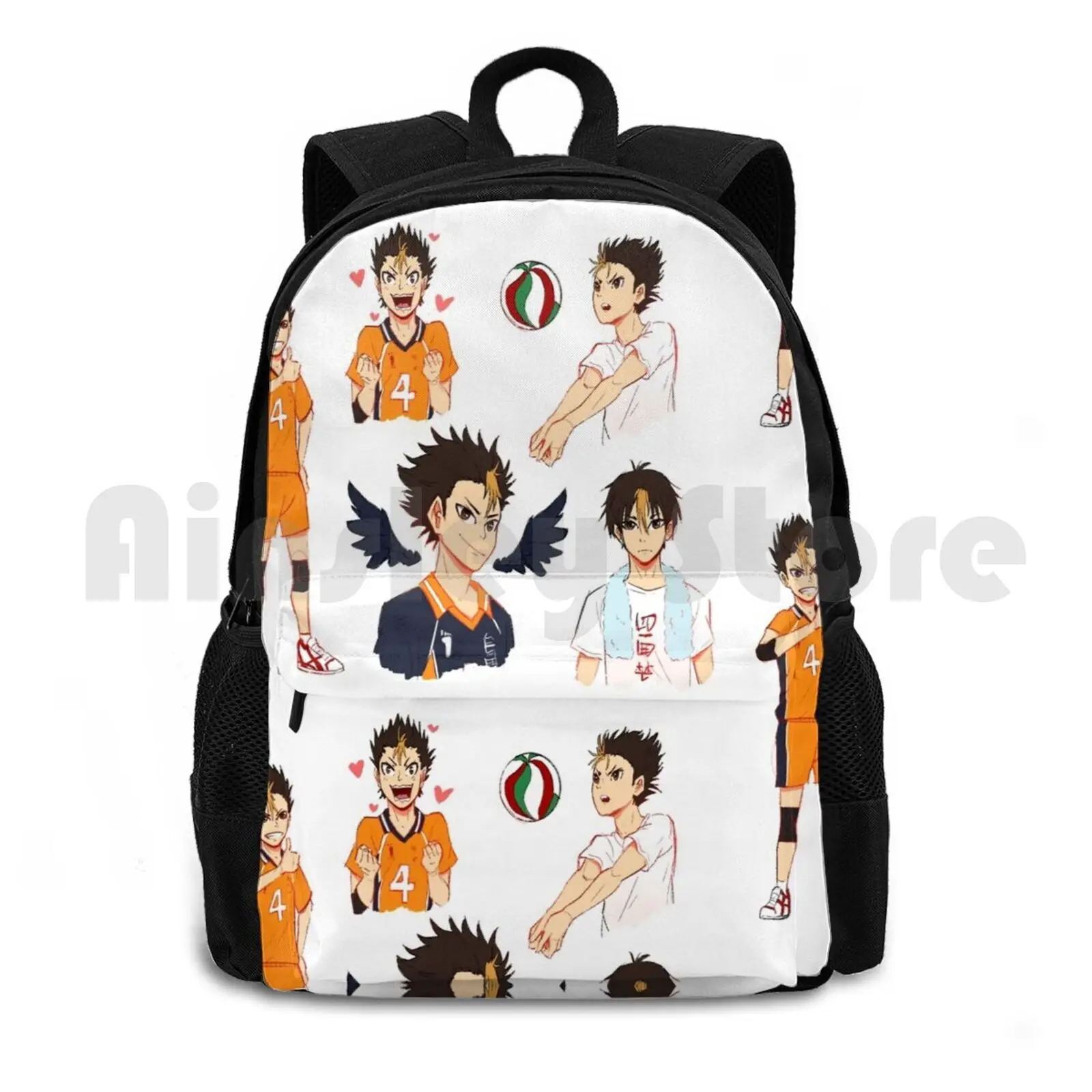 Nishinoya Doodles Outdoor Hiking Backpack Waterproof Camping Travel Nishinoya Nishinoya Yuu Karasuno Yuu Nishinoya Anime