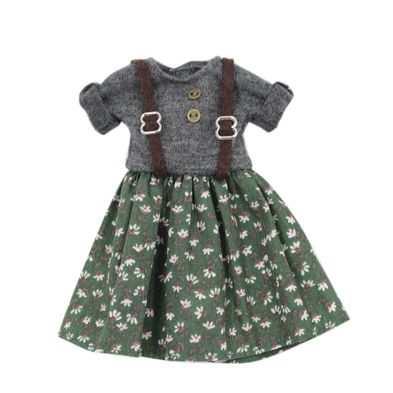 ICY DBS Blyth doll joint body green gray dress suspender skirt blue clothes Casual outfits girls clothes