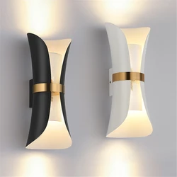 Simple E27 Indoor Wall Lamps Black/White Body Bedroom Bedside Lamp Living Room Aisle Corridor Lighting Modern Wall Light 85-265V