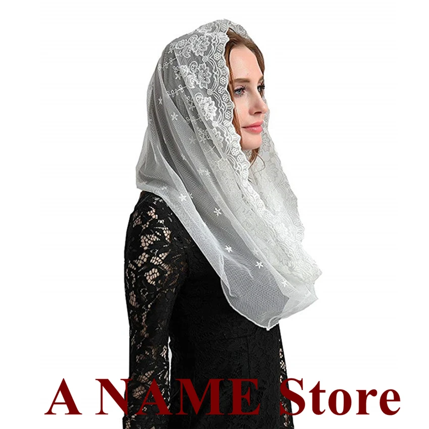 Ivory Round Lace Mantilla Catholic Vintage Women Veils for Church Latin Mass Headcovering Wrap Velos Negra Voile Mantille 11704