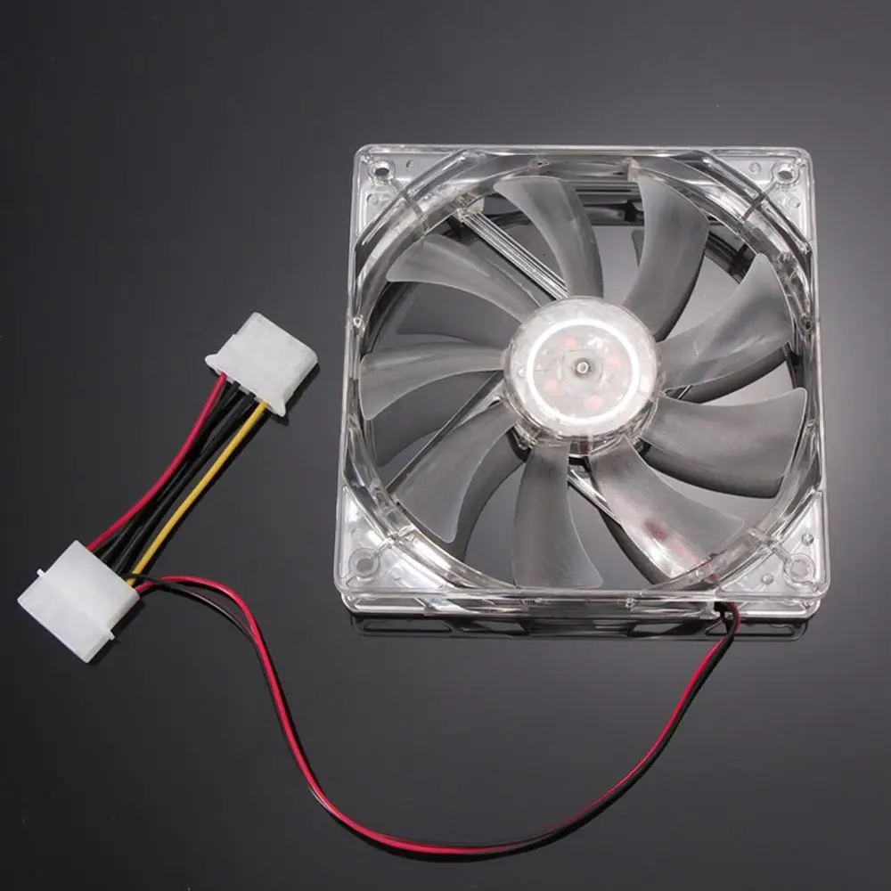 PC Computer Fan Quad 4 LED Light 120mm PC Computer Case Cooling Fan Mod Quiet Molex Connector Easy Installed Fan 12V