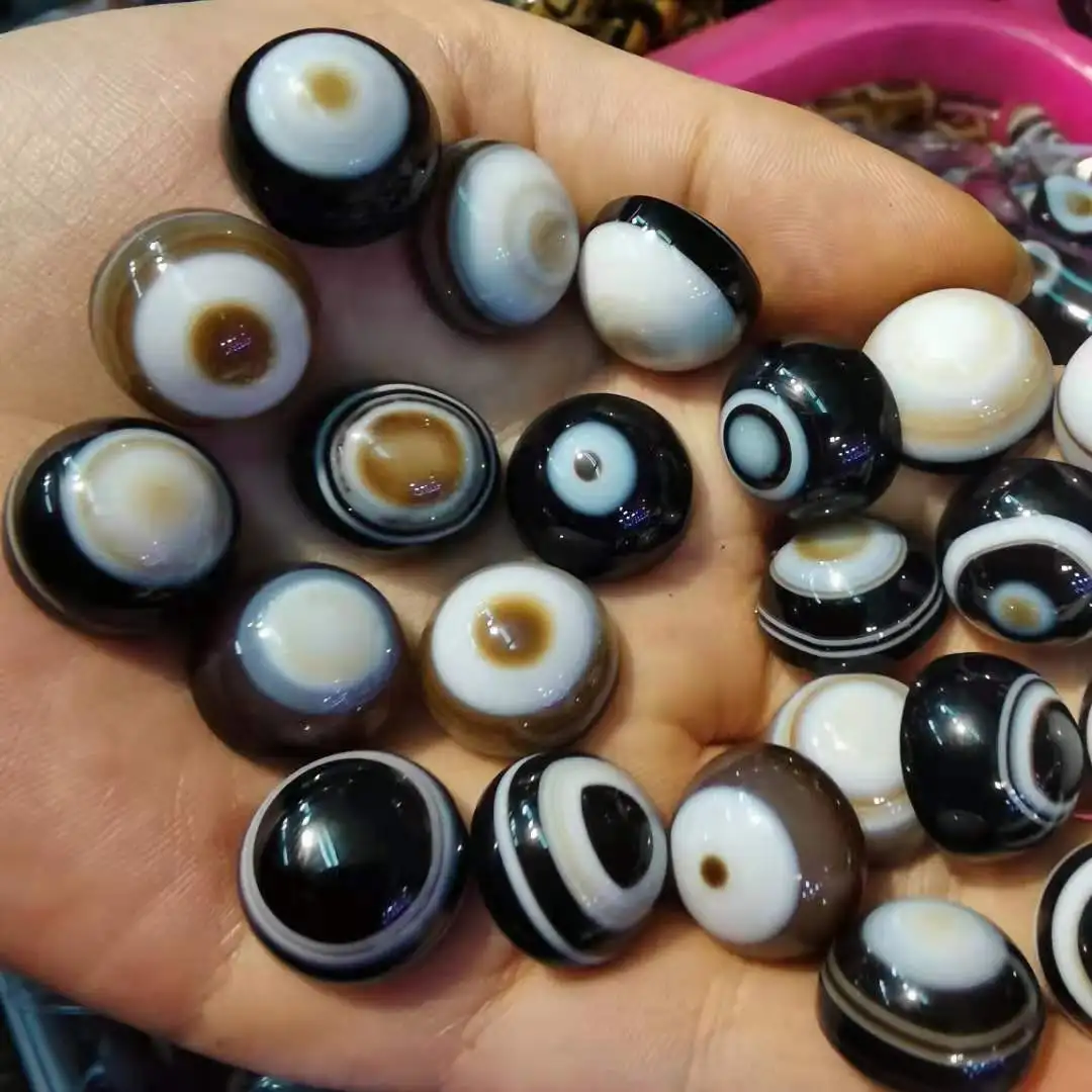 30pcs/lot wholesale 10MM Diameter nature agate stone matte round for inlay ring bracelet Eye of Allah God Spirit Demon Prophet