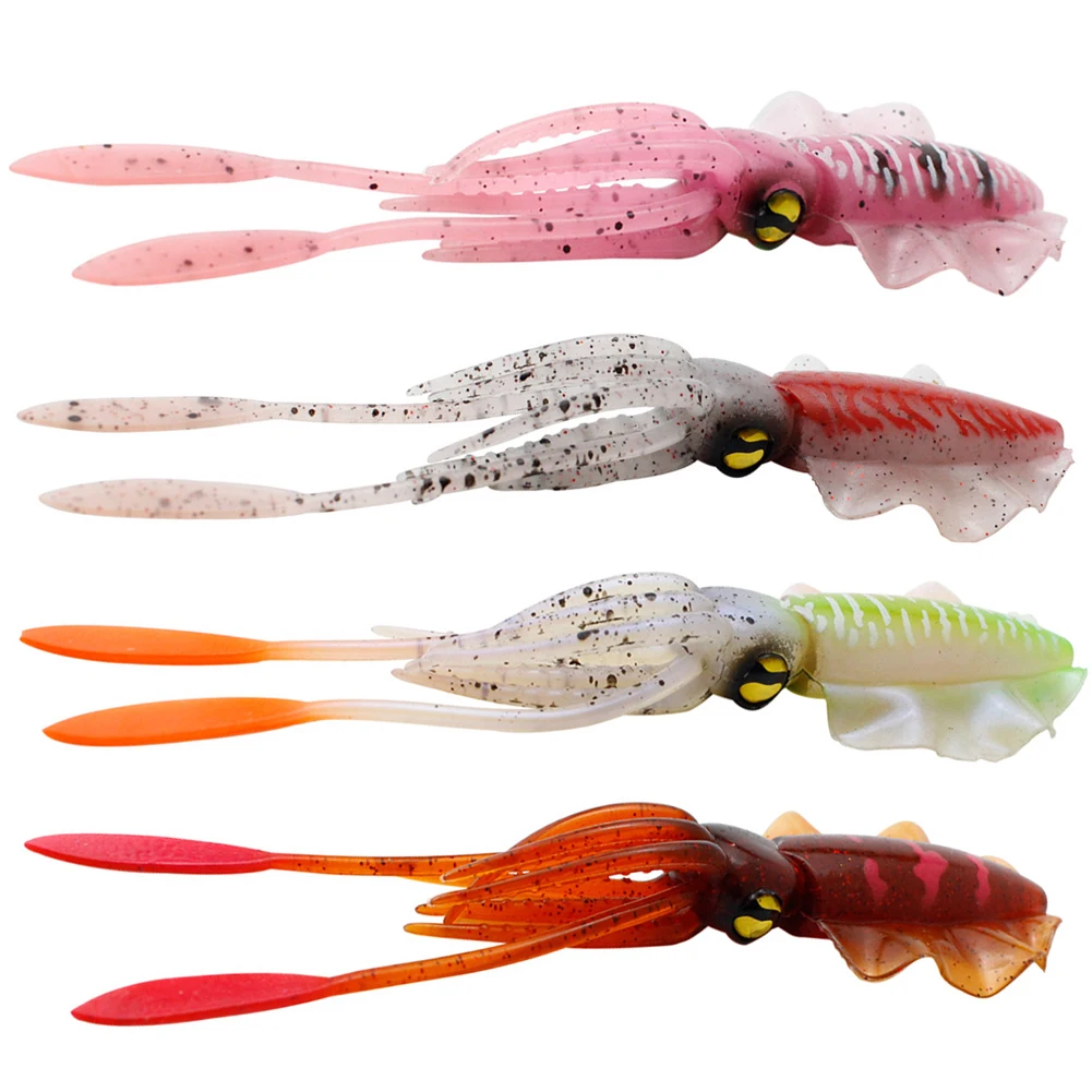 15cm Fishing Lure Octopus Squid 3D Eyes Luminous for Sea Artificial Bionics Soft Wobbler Swimming Bait