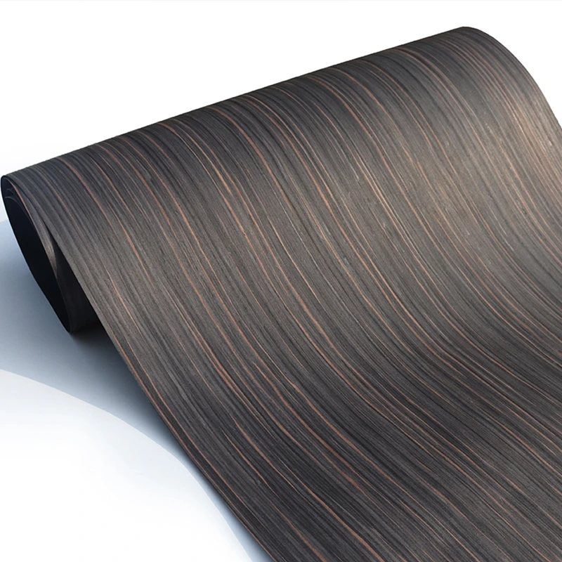 

Engineered Wood Veneer Technology Synthetic Reconstituted Artificial Manufactured Wood Veneer Ebony E.V. Black Brown Stripe Q/C