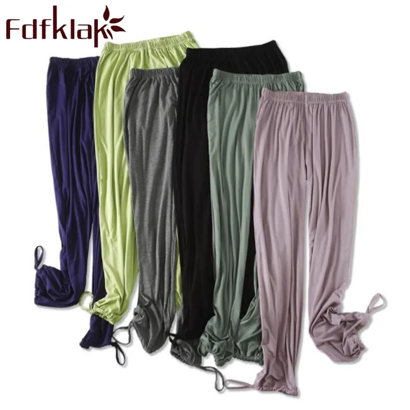 

Fdfklak Modal Lounge Wear For Woman Spring Autumn Pijama Pants Sleeping Pijamas Home Clothes Black Pyjama Trousers