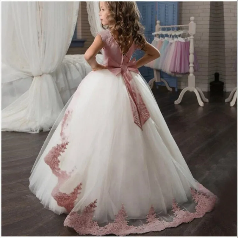 PLBBFZ Summer Girls Dress White Kids Christmas Clothes Children Long Princess Party Wedding Evening Clothing 10 12 Y Vestidos