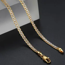 Davieslee Necklace for Women Gold Color Womens Necklace Chain Hammered Braided Mens Womens Jewelry 3mm 45cm 50cm 55cm DLGN328