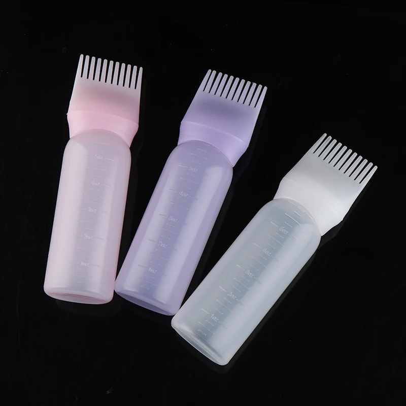 Plastic Hair Dye Shampoo Bottle Applicator with Graduated Brush Dispensing Kit Salon Hair Coloring Dyeing Styling Tools