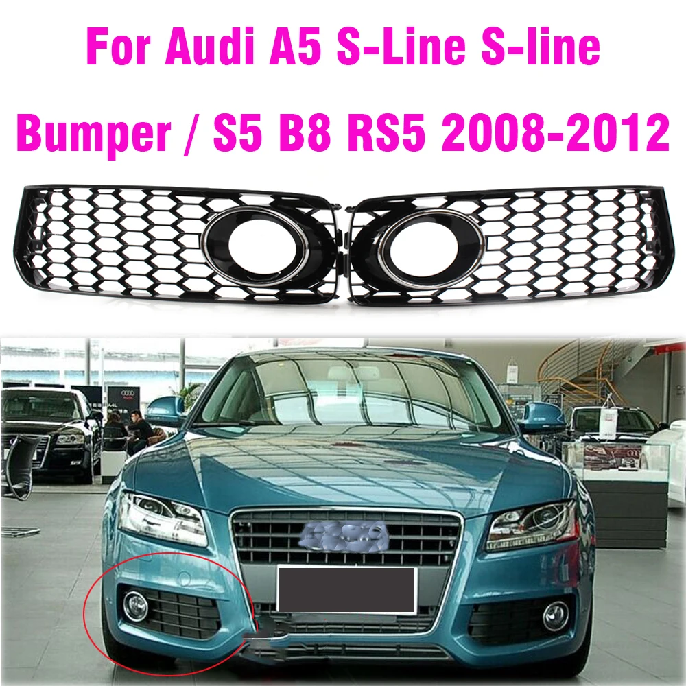 

Car Fog Light Lamp Grill Cover Honeycomb Hex Front Grille Grill For Audi A5 S-Line / S5 B8 RS5 2008 2009 2010 2011 2012