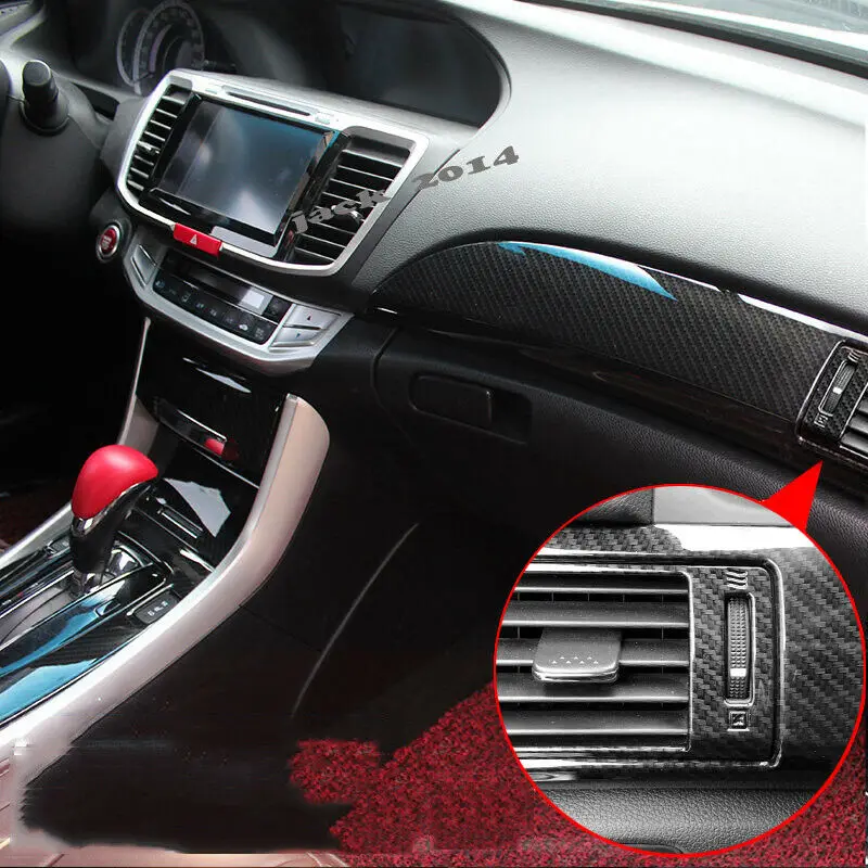 4PCS Carbon Fiber ABS Instrument Panel Trim For Honda Accord 9th 2014 2015 2016 2017