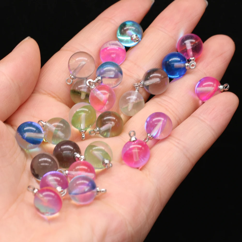 5pcs Natural Stone Agates Crystal Quartzs Damation Jaspers / Amethysts Pendant for Necklace Earring or Jewelry Making Size 10mm
