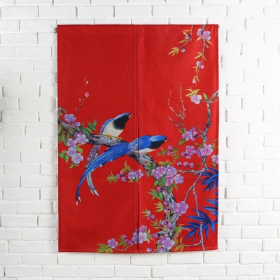 Taiwan Japan style Chinese flower bird door curtain hanging living room kitchen home decoration bar tea coffee house