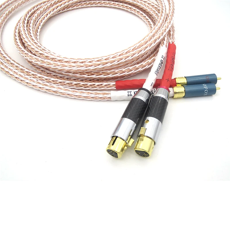 كابل Hifi 8TC 7N OCC من النحاس النقي Xlr إلى Rca ذكر، 3 Pin 2 XLR أنثى إلى 2RCA كابل صوت