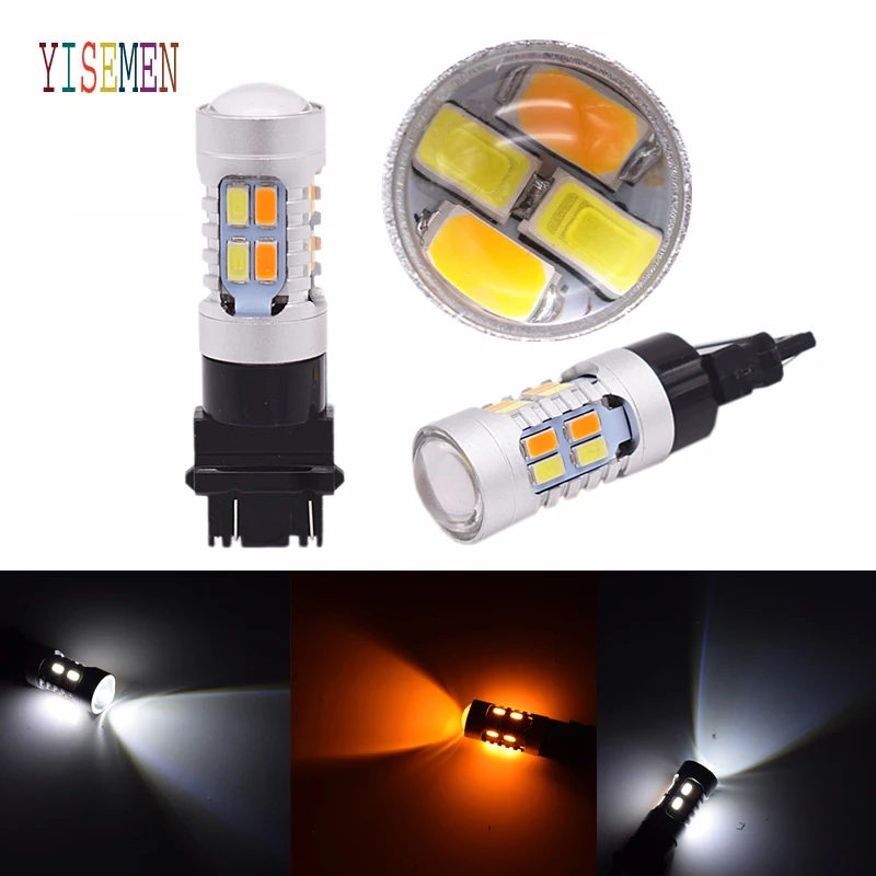 

2X T25 3157 5630 SMD светодиодный белый янтарь желтый двухцветный переключатель автомобиля Авто указатель поворота s лампа 20SMD стоп-сигнал 12 В
