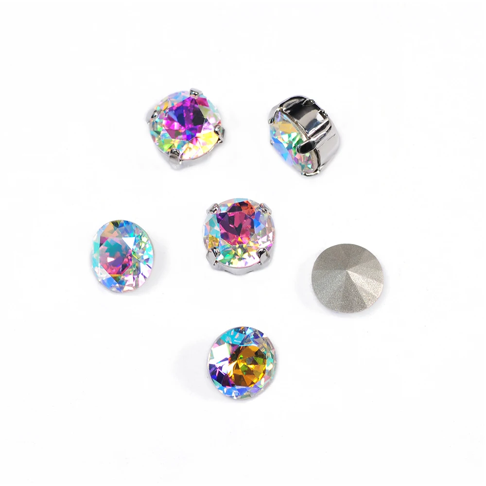 Glänzende Crystal AB Strasssteine zum Aufnähen, brillant geschliffen, hochwertige Pointback-Kristalle für Hochzeitskleider, Kleidung und Bastelarbeiten. – Detail 8