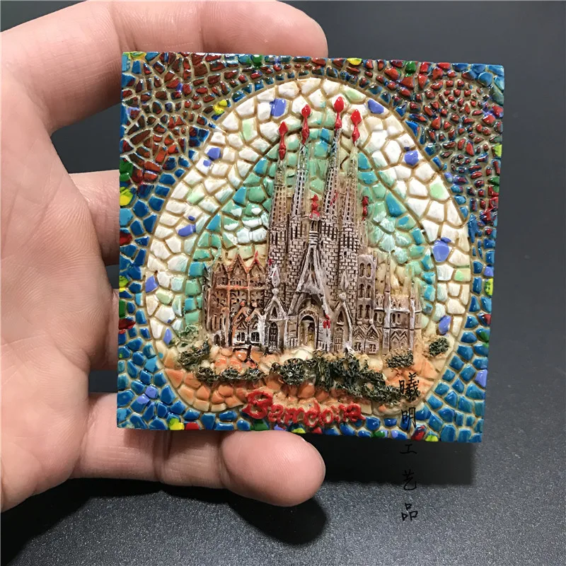 Spain Basilica I Temple Expiatori De La Sagrada Familia Hand Painted Refrigerator Magnets Souvenir Barcelona Magnet Fridge Gifts