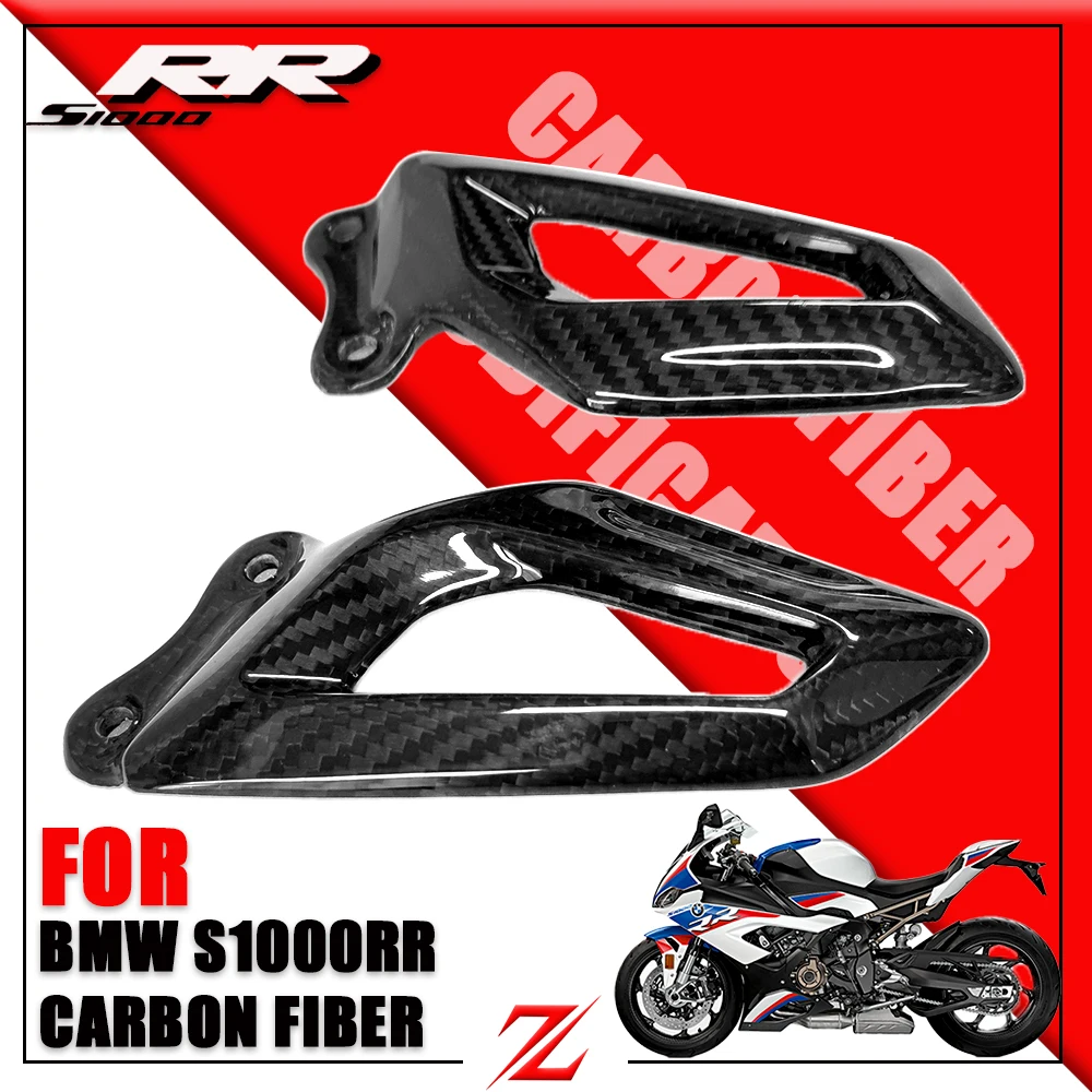 Carbon Fiber Motorcycle Heel Guard Rearset Plate Foot Peg Protector overlay Gloss For BMW S1000RR 2019 2020 2021 2022 2023