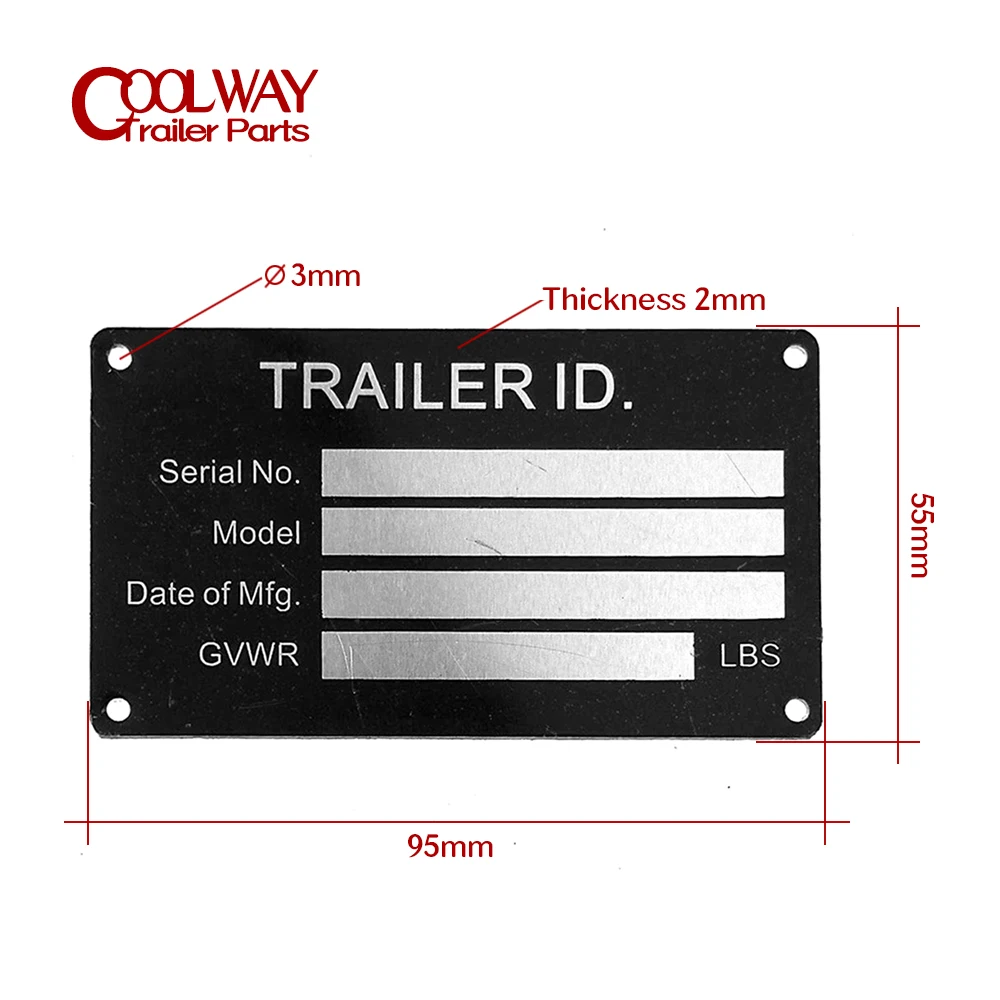 Heavy Duty Aluminum Trailer ID Tag Vin Plate Serial GVWR Medical Blank Powder Coated Finish RV Parts Camper Accessories