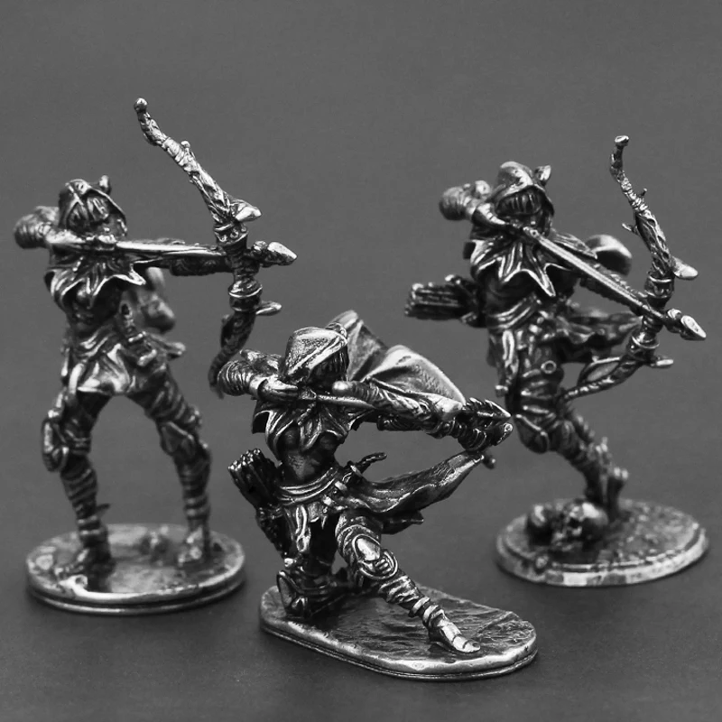 Beauty Women Archer Solider Model White Copper Miniature Figurines Metal Toy Car Desktop Ornaments Decoration Accessories Crafts