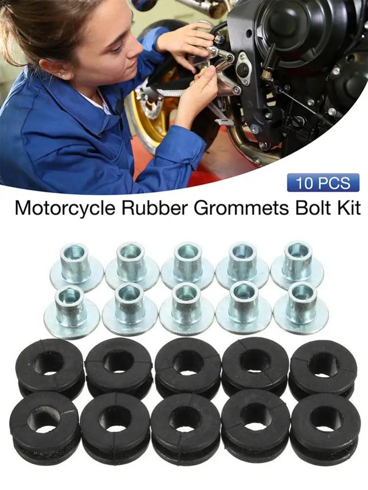 10 Set Motorcycle Rubber Grommets Bolt Kit Pressure Relief Cushion Accessories Replacement Auto Moto Accessories
