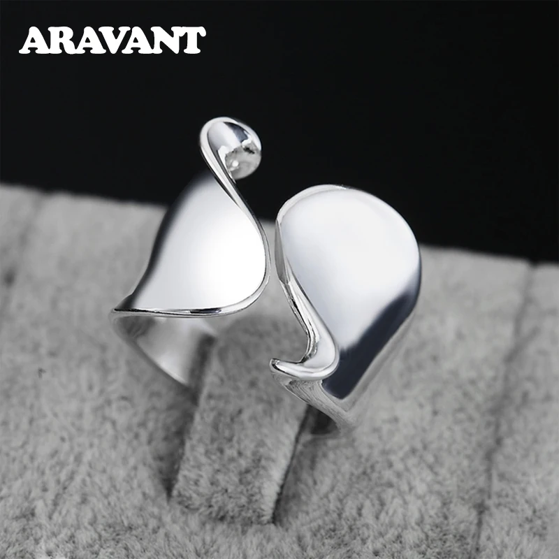 

925 Silver Smooth Open Rings For Women Party Jewelry Gifts 2021 New