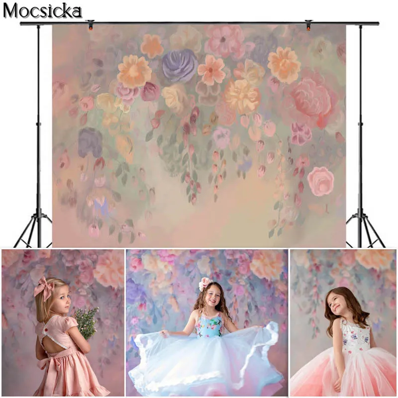 

Mocsicka Art Painting Flowers Photography Background Hand Drawn Style Backdrop Newborn Pregnant Woman Old Master Photo Studio