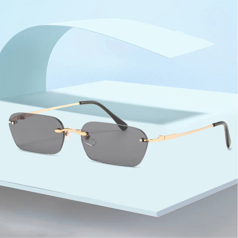 Mode Randlose Sonnenbrille Männer Frauen Klassische Leichte Sonnenbrille Für Männliche Luxus Rechteck Rahmenlose Brillen UV400 – Detail 1