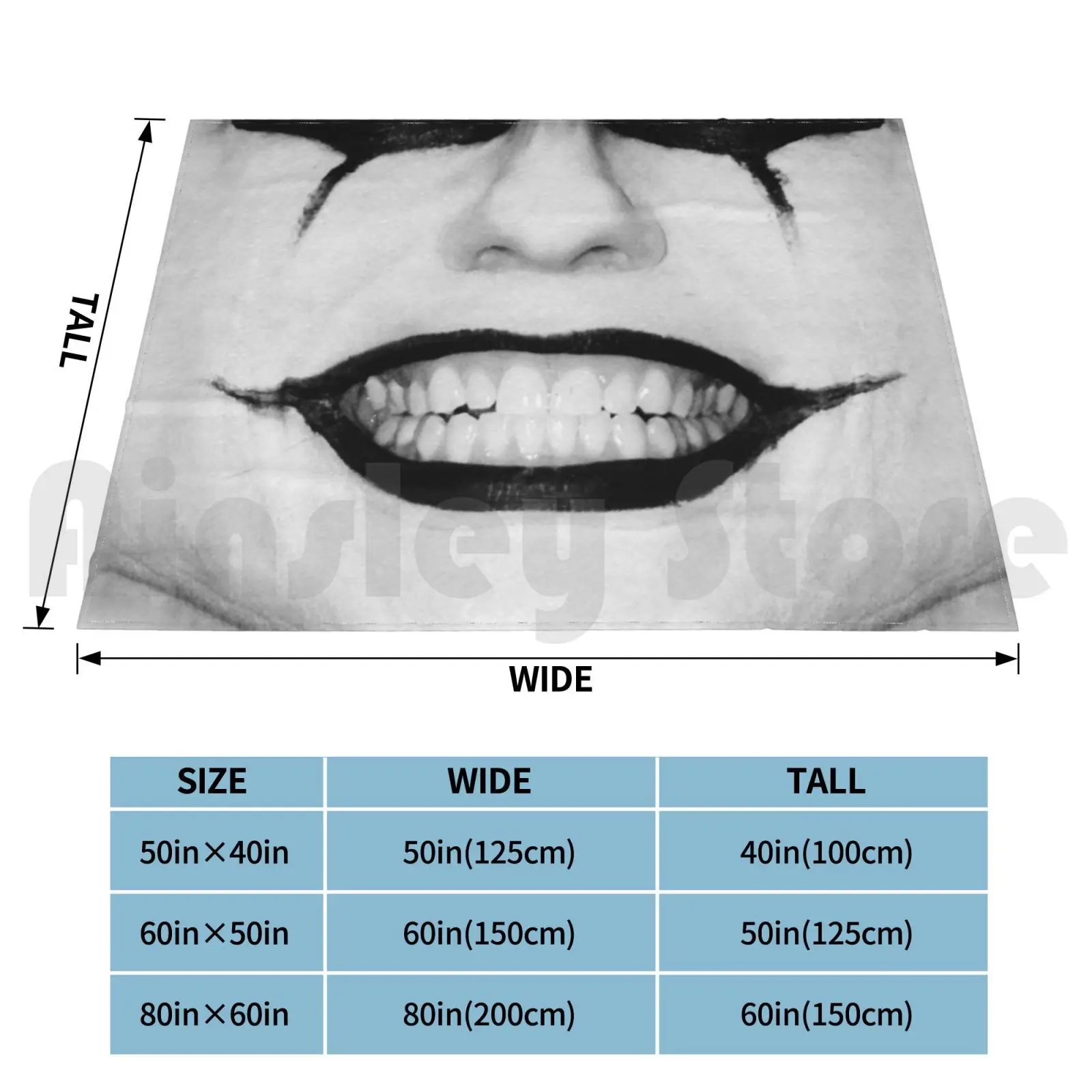 Raven Blanket For Sofa Bed Travel Creepy Face Smile Black White Teeth Makeup Grimy Gross Scary Lipstick