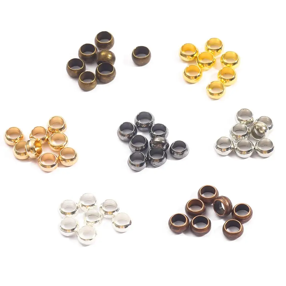 Dia 1.5/2/2.5/3/3.5/4mm 8 colors Copper Ball Crimp End Beads Stopper Spacer Beads For Diy Jewelry Making Findings Supplies