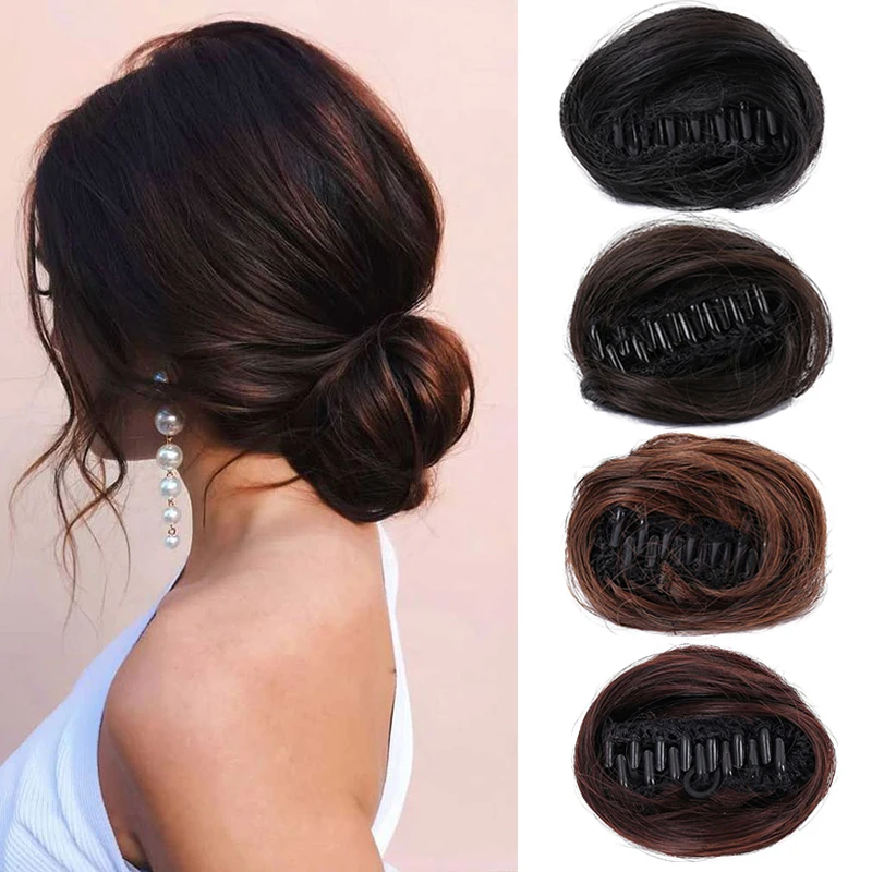 

XUANGUANG Women's Hair Buns Synthetic Curly Chignon Donut Roller Bun Wig claw Clip In Hairpiece Hair Ring Wrap On Messy Bun