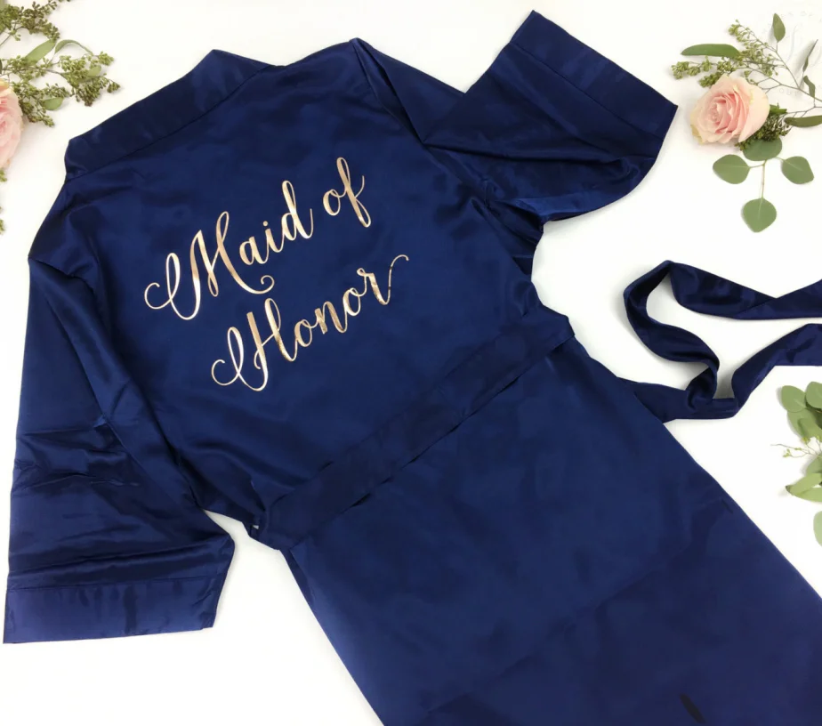 personalized Bride Robe Bridesmaid robe Honor Robe Bachelorette Party dress robe Maid of Honor kimono bathrobe satin dates names