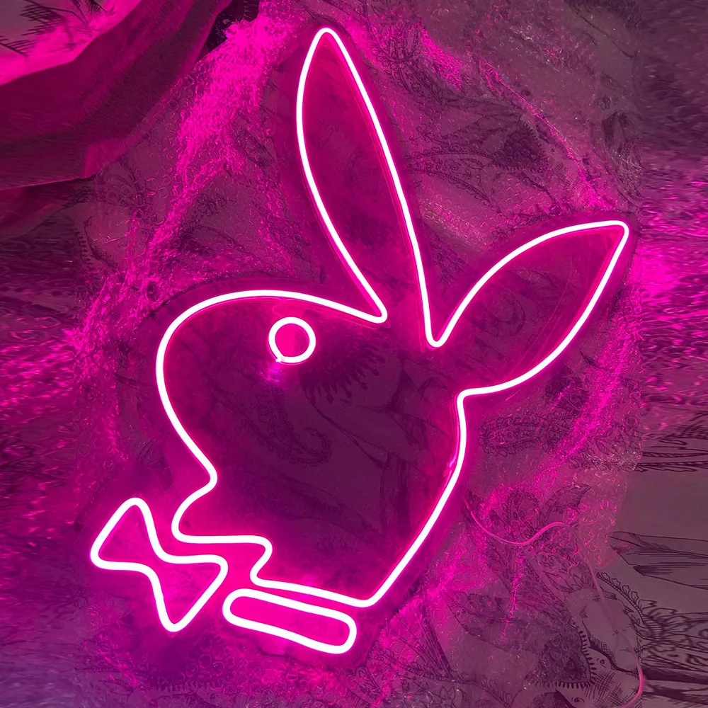 Imagem -03 - Personalizado Playboy Coelho Sinal de Néon Led Barra Luz Parede Sala Estar Decoração da Lâmpada Néon para o Quarto em Casa Barra Café Festa Luz Néon