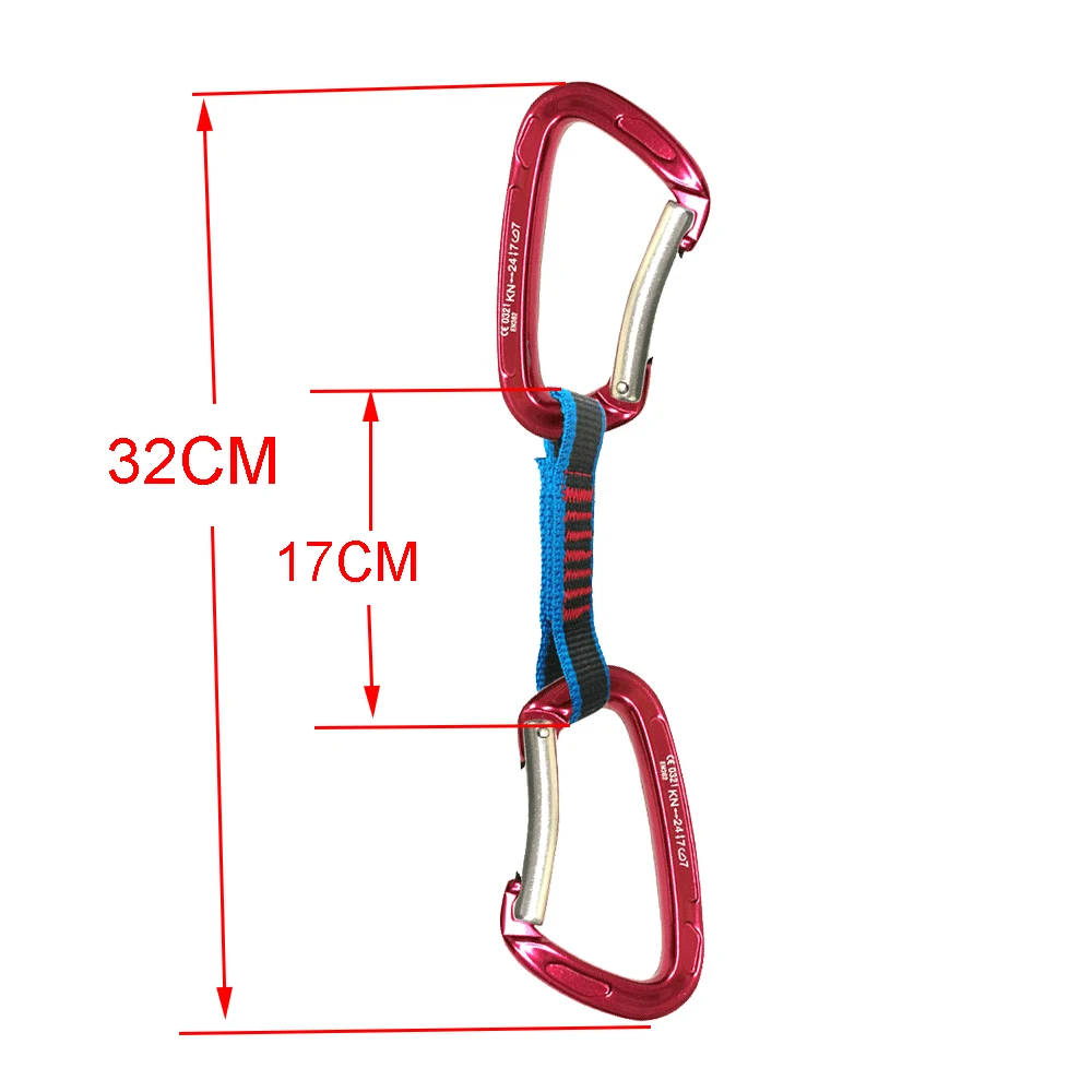 22KN arrampicata Quickdraw prolunghe di blocco di sicurezza professionali moschettone piegato imbracatura alpinista attrezzatura da esterno