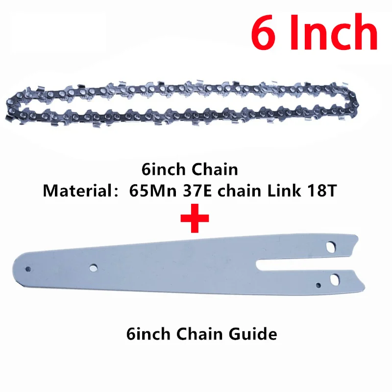 6Pcs 4Inch Mini Saw Chain 6Inch Chainsaw 8Inch Drive Link 1/4 48E Chainsaw+Guide/Blade/Replacement For Electric ChainSaw Tools