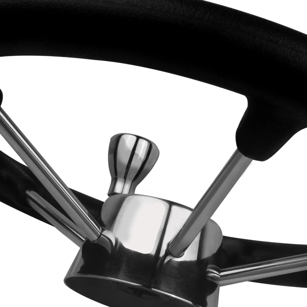 Boot Zubehör Marine 13-1/2 Inch edelstahl 5 Speichen Destroyer Lenkrad mit Schwarz Schaum Griff und Knopf