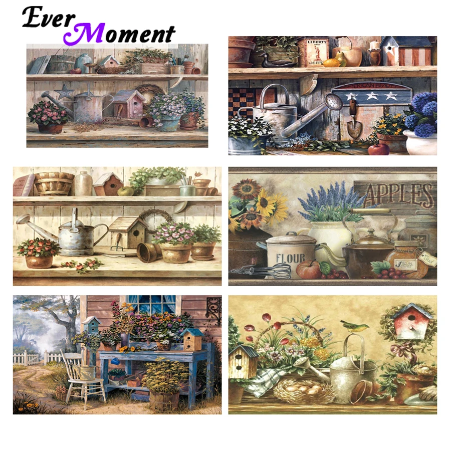 

Ever Moment Official Store Diamond Painting Flower Bird Garden Pastoral Home Bead Handmade Set New Arrivals Full Square ASF2288