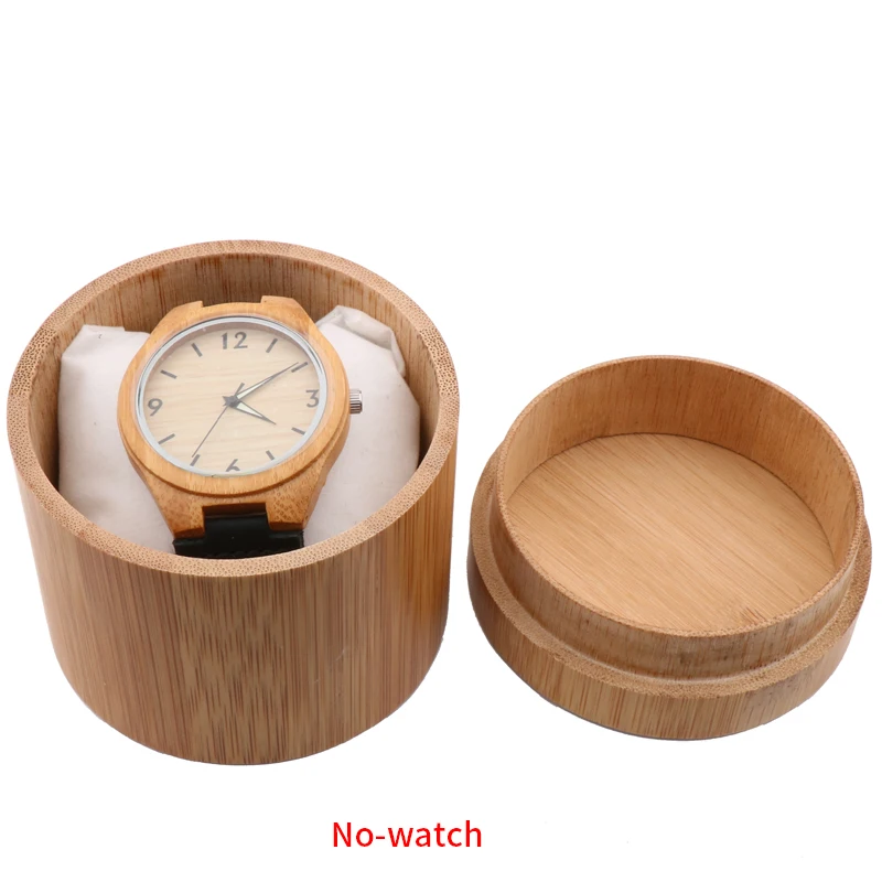 Fashion Watches Bamboo Case Watches Cases Wooden Gifts Round Boxes Jewelry Boxes Gift Customized Dropshipping