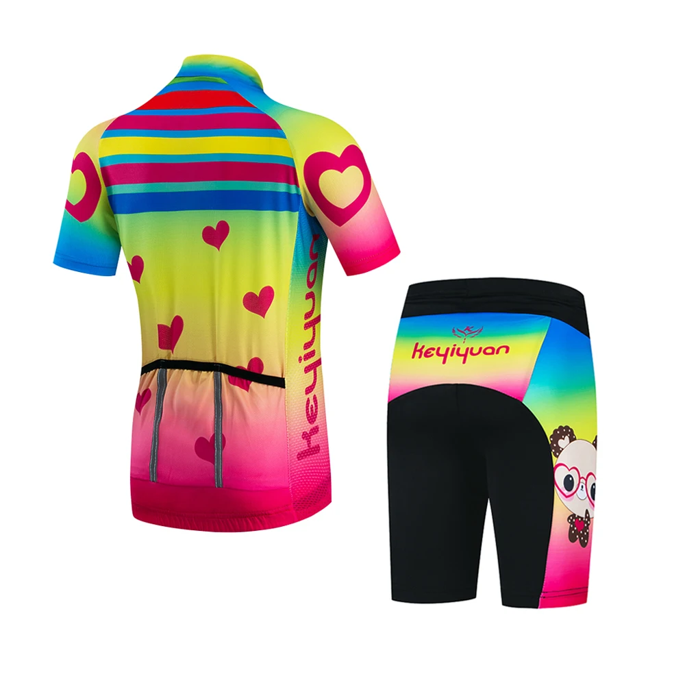 KEYIYUAN Kids Cycling Jersey Short Sleeves MTB Set Children Bike Clothing Boy Girls Bicycle Sports Wear Suit Conjunto Ciclismo