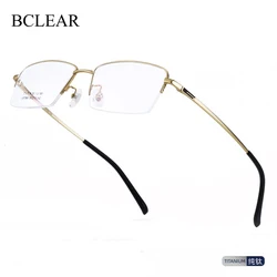 BCLEAR  New Business Casual Men Titanium Glasses Frame Optical Eyeglasses Prescription Eyewear Half Rim Frames Spectacles Frame