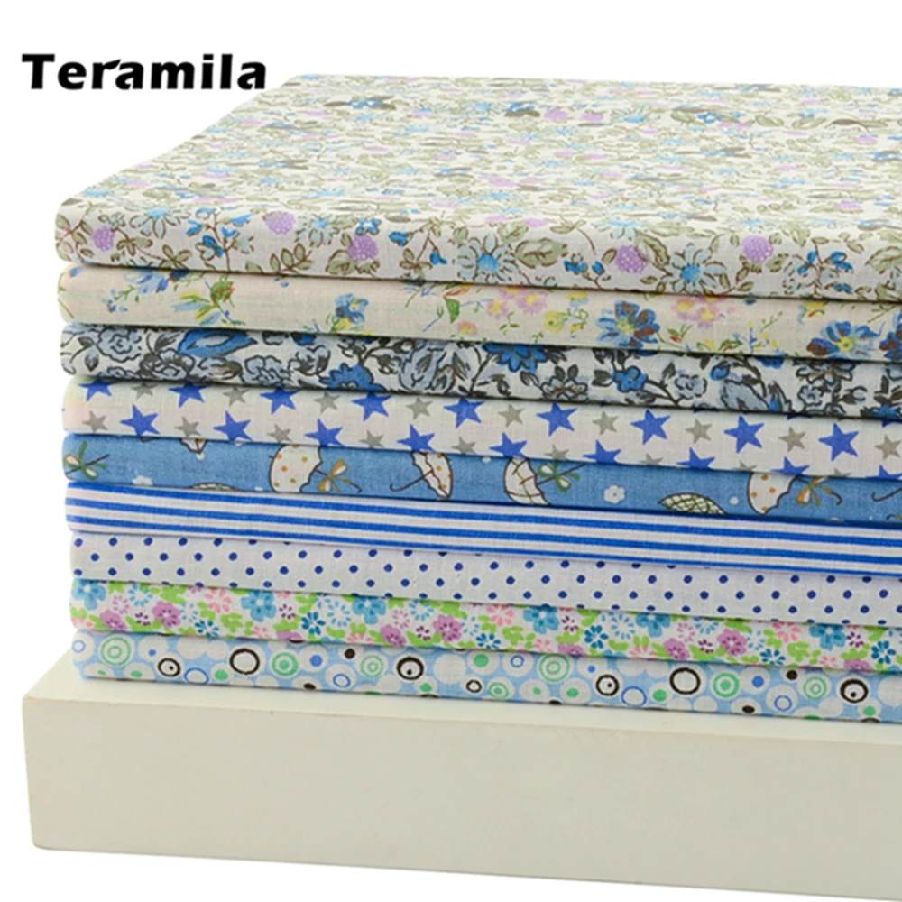 

50CMx50CM 9 Designs Assorted "Kawaii Blue" Cotton Fabric Fat Quaters Scrapbooking Patchwork Fabric Tilda Cloth Quilting