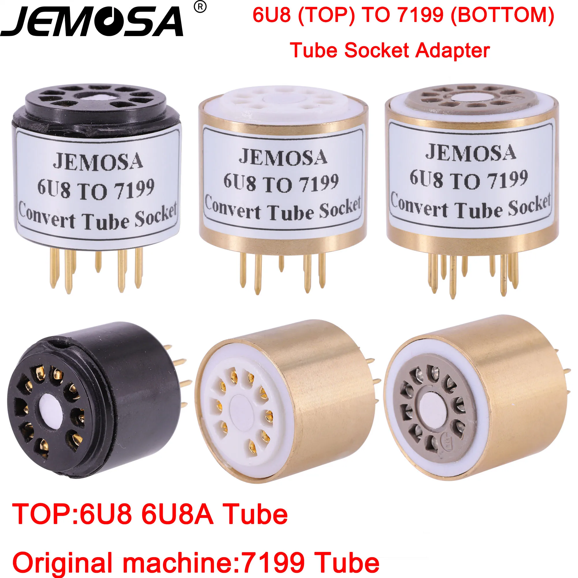 1PC 9PIN Tube Socket 6U8A 6U8 TO 7199 Tube (bottom) DIY Audio Vacuum Tube Amplifier Convert Socket Adapter