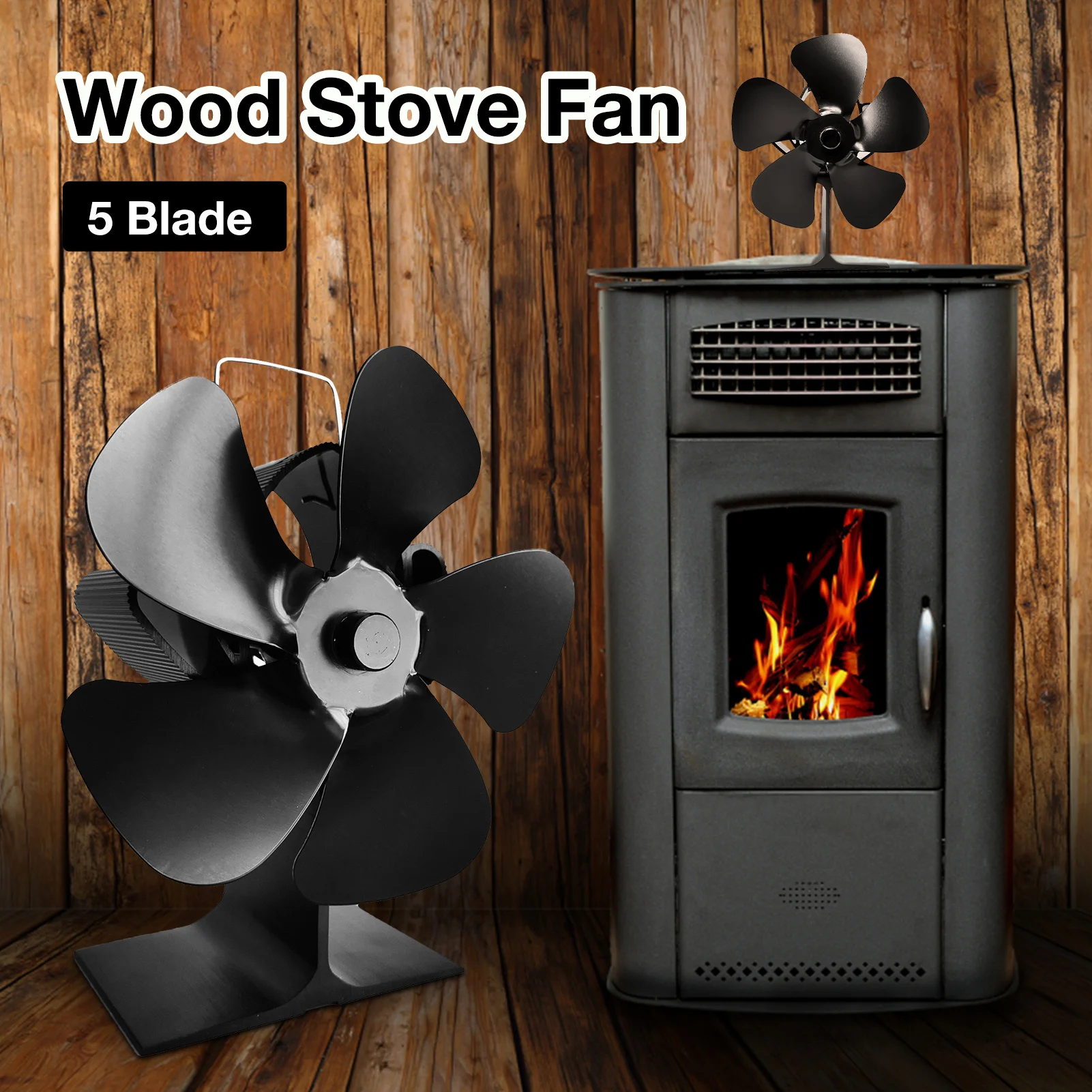 

Aluminium Alloy Fireplace Fan 5 Blade Heat Powered Stove Fan Eco Wood Stove Fan Fan Of Thermal Power Furnace SF104S