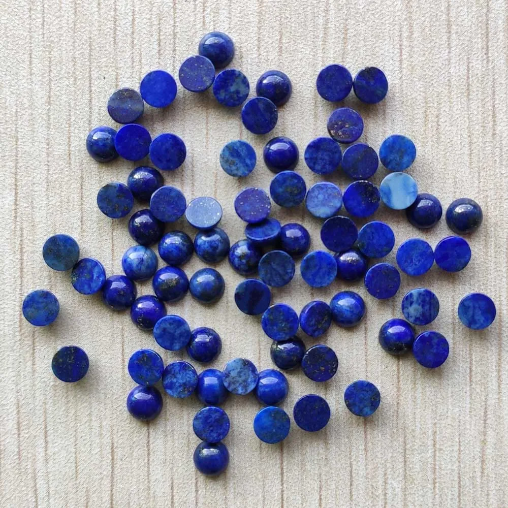 5mm 3mm New Wholesale 50pcs/lot good quality natural lapis lazuli round cab cabochon stone beads for jewelry making