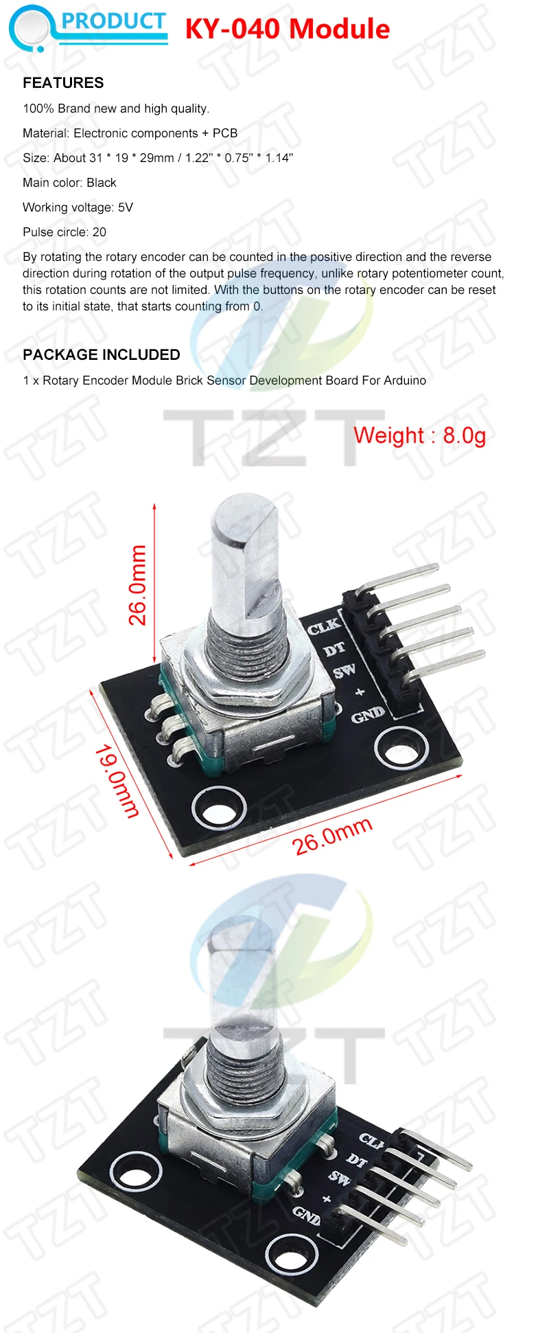 360 Grad Drehgeber modul Dreh potentiometer Analog knopf modul für Arduino KY-040 RV09 Drehgeber Ec11 Knopf kappe – Detail 1