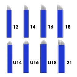 100pcs NANO Blue 0.2mm U SHape 12U 14U 16U 18U Microblading Needles for Permanent Makeup Supplies Manual Eyebrow Blades
