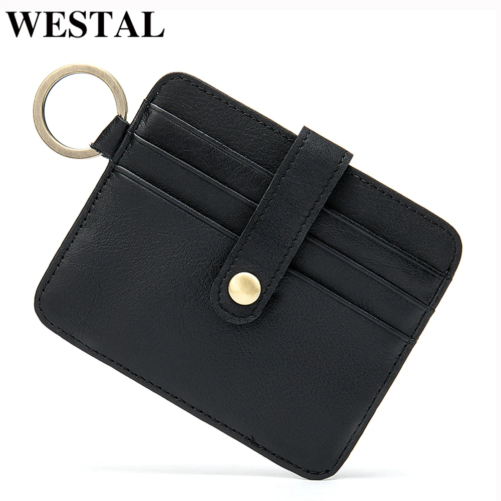 WESTAL Men Cardholder with Ring Genuine Leather Men Card Holder Wallet Man Credit ID Card Holder Slim Male Organizer Purse  9204