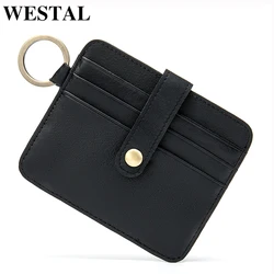 WESTAL Men Cardholder with Ring Genuine Leather Men Card Holder Wallet Man Credit ID Card Holder Slim Male Organizer Purse  9204