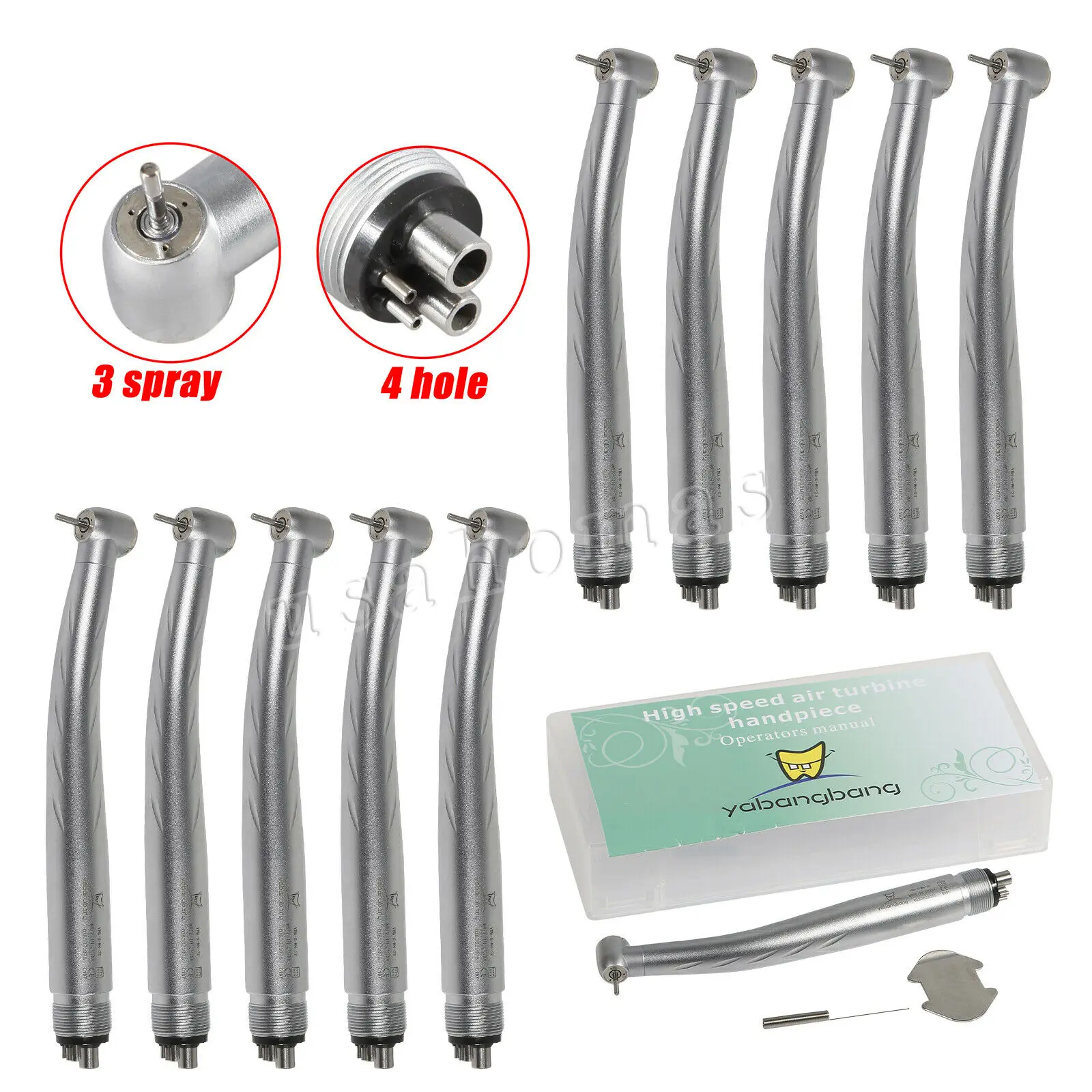 1-10PCS Dental Standard Head NSK Style Pana Max Triple Spray High Speed Handpiece Push Button Turbine 4 Holes Dental Tools